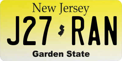 NJ license plate J27RAN