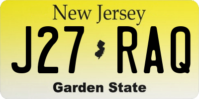 NJ license plate J27RAQ