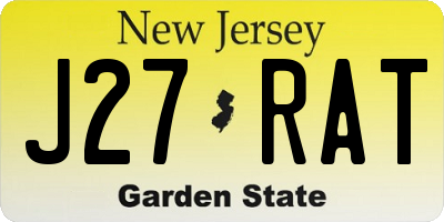 NJ license plate J27RAT