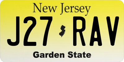 NJ license plate J27RAV