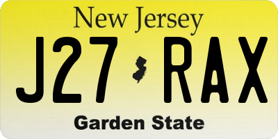 NJ license plate J27RAX