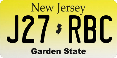 NJ license plate J27RBC