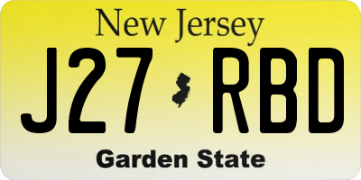 NJ license plate J27RBD