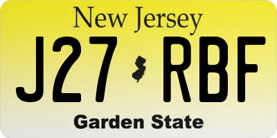 NJ license plate J27RBF