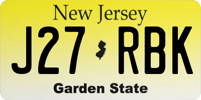 NJ license plate J27RBK