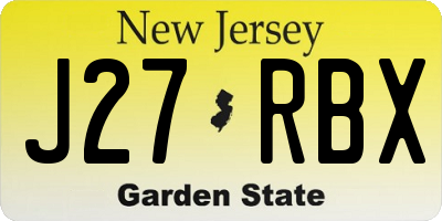 NJ license plate J27RBX