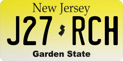NJ license plate J27RCH