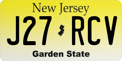 NJ license plate J27RCV