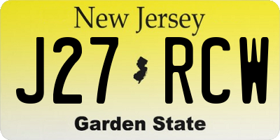 NJ license plate J27RCW