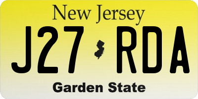 NJ license plate J27RDA