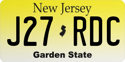 NJ license plate J27RDC
