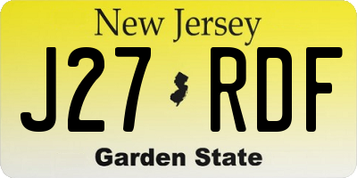 NJ license plate J27RDF