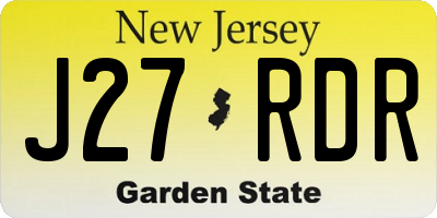 NJ license plate J27RDR