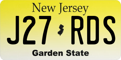 NJ license plate J27RDS