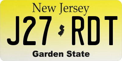 NJ license plate J27RDT