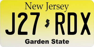 NJ license plate J27RDX