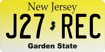 NJ license plate J27REC