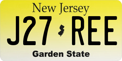 NJ license plate J27REE