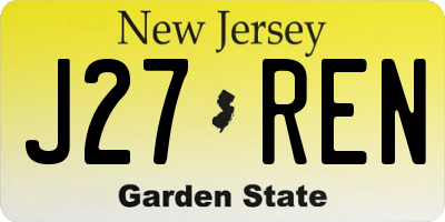 NJ license plate J27REN