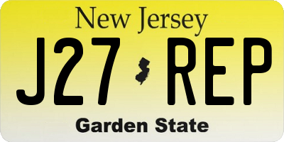 NJ license plate J27REP