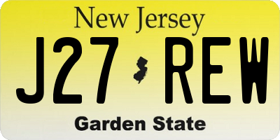 NJ license plate J27REW