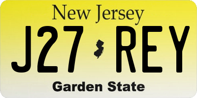 NJ license plate J27REY