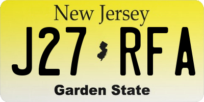 NJ license plate J27RFA