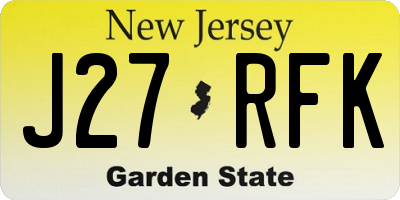 NJ license plate J27RFK