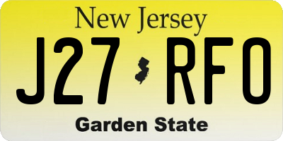 NJ license plate J27RFO