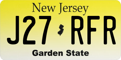 NJ license plate J27RFR