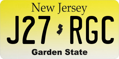 NJ license plate J27RGC