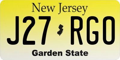 NJ license plate J27RGO