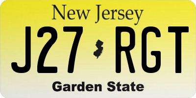 NJ license plate J27RGT