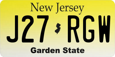 NJ license plate J27RGW