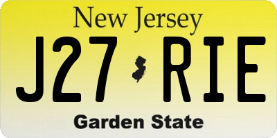 NJ license plate J27RIE