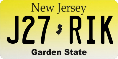 NJ license plate J27RIK