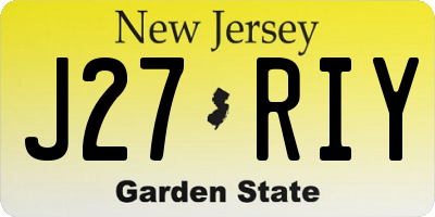 NJ license plate J27RIY