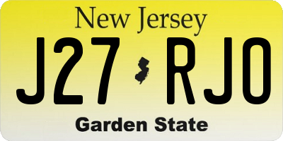 NJ license plate J27RJO