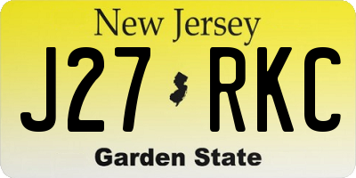 NJ license plate J27RKC