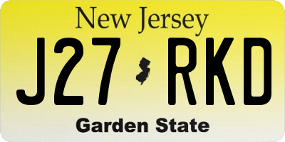 NJ license plate J27RKD