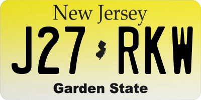 NJ license plate J27RKW