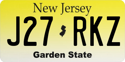 NJ license plate J27RKZ