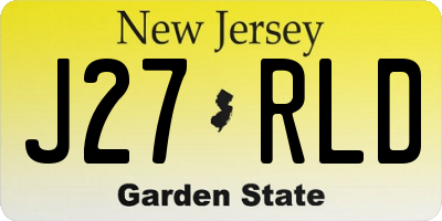 NJ license plate J27RLD