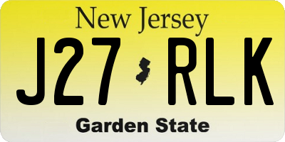 NJ license plate J27RLK