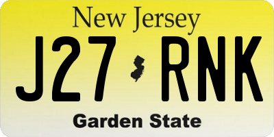 NJ license plate J27RNK