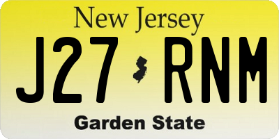 NJ license plate J27RNM