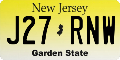 NJ license plate J27RNW