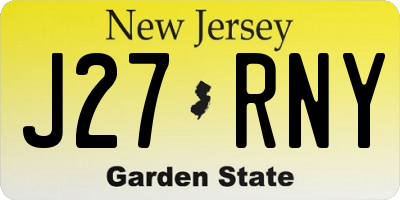 NJ license plate J27RNY