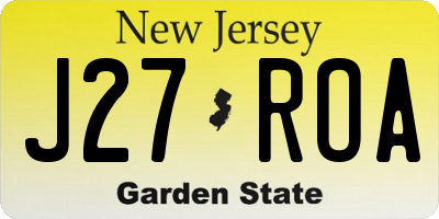 NJ license plate J27ROA