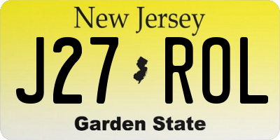 NJ license plate J27ROL